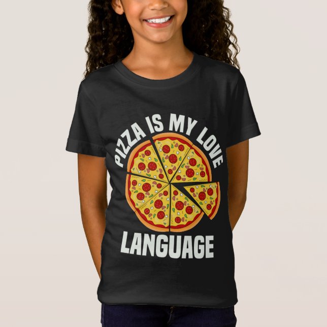 Camiseta Pizza es mi lengua de amor Divertida Pizza Lover F (Anverso)
