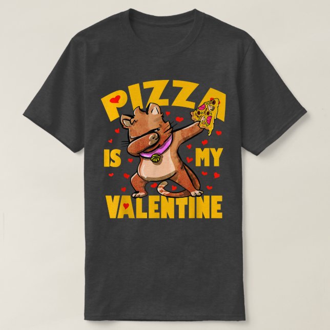 Camiseta Pizza Es Mi Valentín Dabbing Cat Funny Valentines (Diseño del anverso)