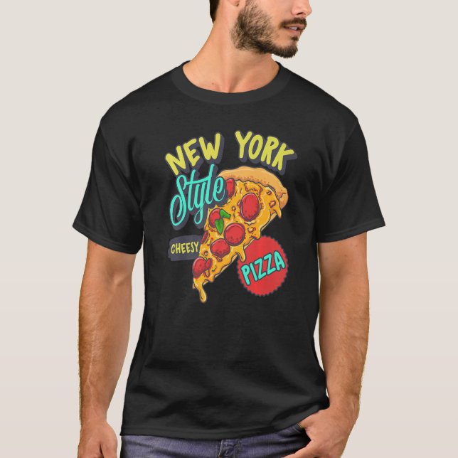 Camiseta Pizza estilo Nueva York Cheesy Delicious Thin Crus (Anverso)