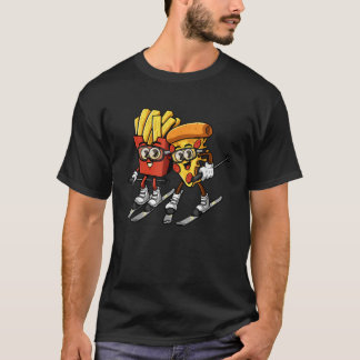 Camiseta Pizza French Fries Ski Funny Skiier Fast Food Skii