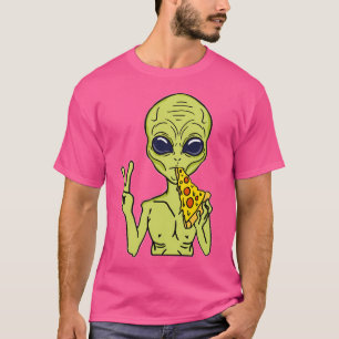 Camiseta Pizza Fuera De Este Mundo Alien Comer Pizza