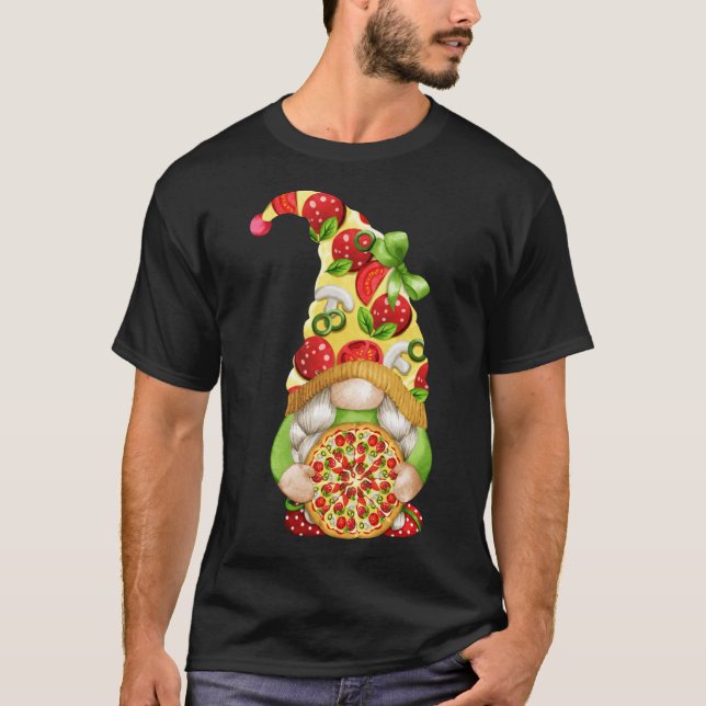 Camiseta Pizza Gnome Cute Pizza Pattern Funny Gnomie (Anverso)