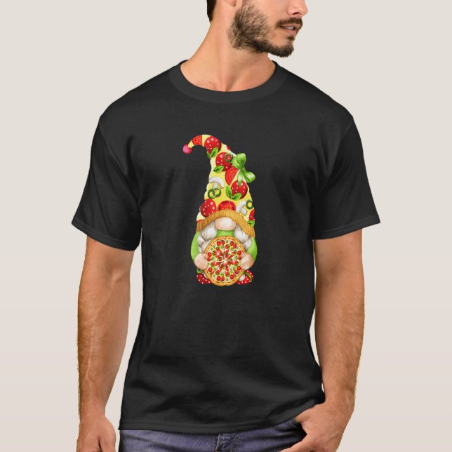 Camiseta Pizza  Gnomie With Cute Pizza Pattern And Gnome (Anverso)