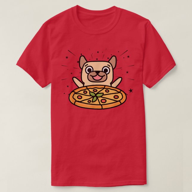 Camiseta Pizza Gráfica Cute Pug Lover Comer Comida Italiana (Diseño del anverso)