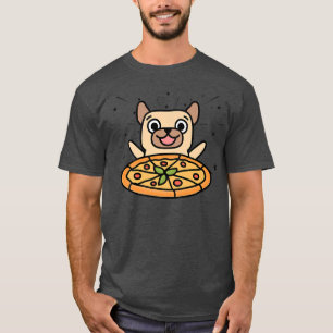 Camiseta Pizza Gráfica Cute Pug Lover Comer Comida Italiana