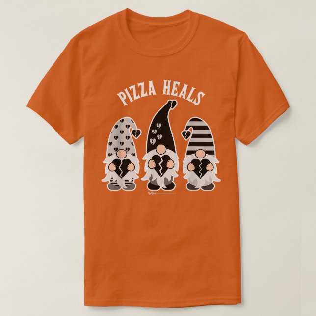 Camiseta Pizza Heals Anti-valentine's Day Gnomes 3266 (Diseño del anverso)
