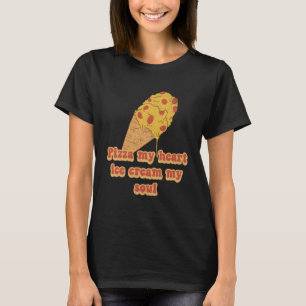 Camiseta Pizza & Helado Crema Foodie Corazón Soul Chef Retr