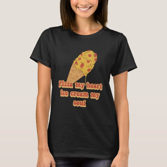 Camiseta Pizza & Helado Crema Foodie Corazón Soul Chef Retr (Anverso)