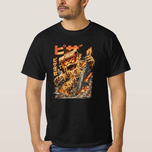 Camiseta Pizza Kaiju – The Cheesy Destruction (Anverso)