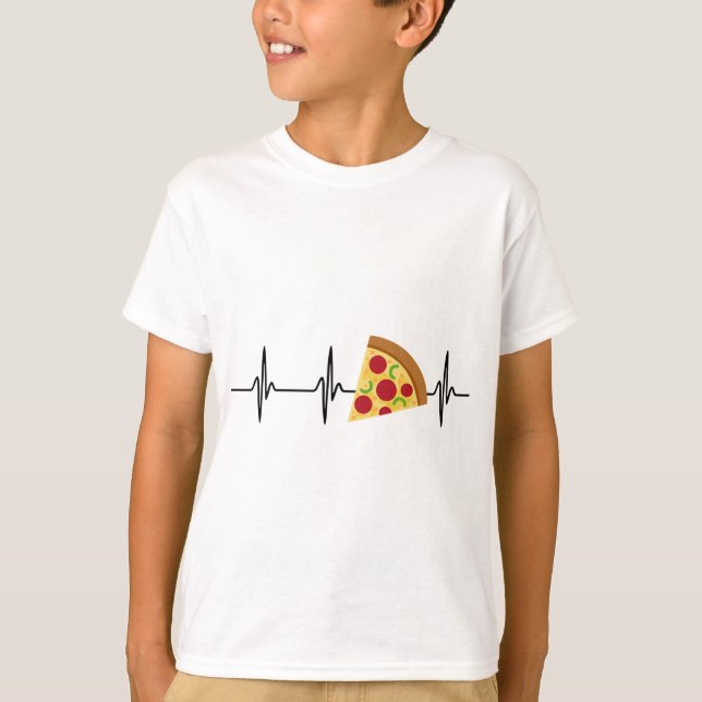 Camiseta Pizza latida ritmo cardíaco comida rápida (Anverso)