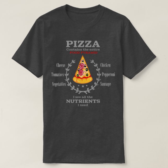 Camiseta Pizza Lover Y Pizza Fitness For Food Pyramid 2005 (Diseño del anverso)