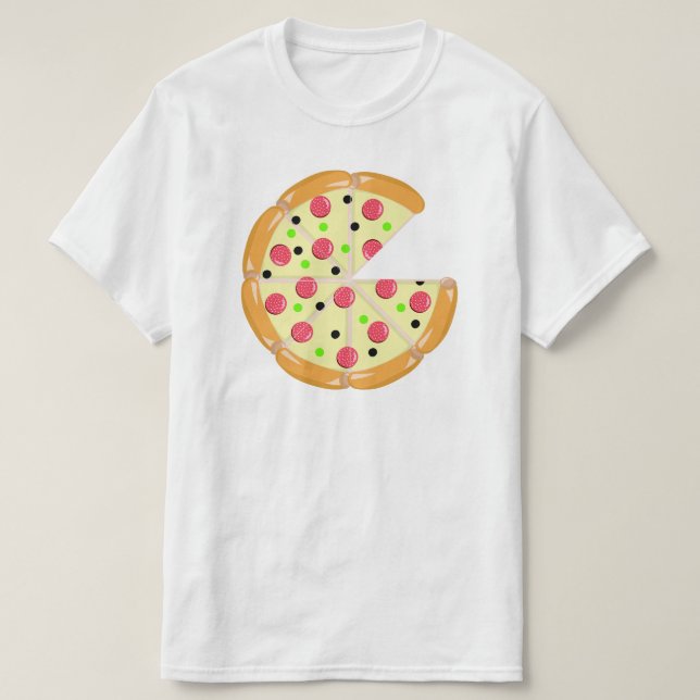 Camiseta Pizza menos un trozo de blanco del Día del Padre (Diseño del anverso)