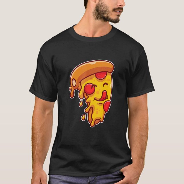 Camiseta Pizza Mens Love Heart Pepperoni Slice Para Pizza (Anverso)