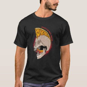 Camiseta Pizza No Está Muerta Mohawk Skull Punk Metalhead P
