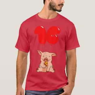 Camiseta Pizza Pig - 16º cumpleaños - niños Fiesta de globo