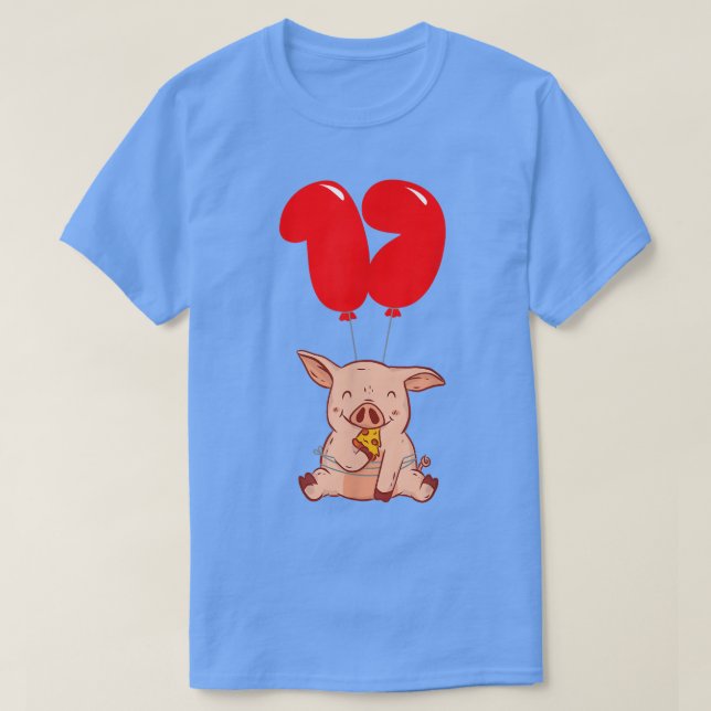 Camiseta Pizza Pig - 17 Aniversario - Niños Fiesta de globo (Diseño del anverso)