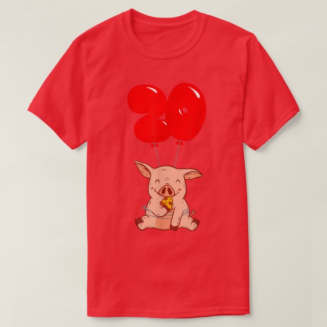 Camiseta Pizza Pig - 20th Birthday - Kids Balloon Party 227 (Diseño del anverso)
