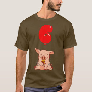Camiseta Pizza Pig 6º cumpleaños niños Fiesta de globo 
