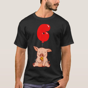 Camiseta Pizza Pig - 6th Birthday - Kids Balloon Party Prem