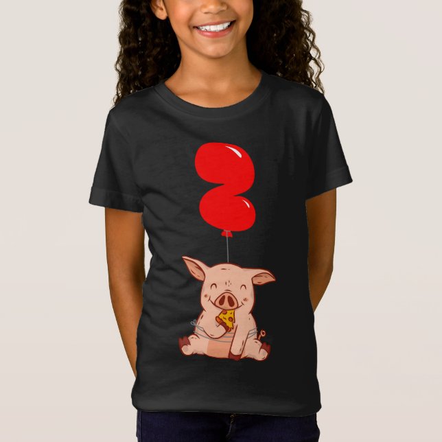 Camiseta Pizza Pig - Segundo cumpleaños - Fiesta de globos  (Anverso)