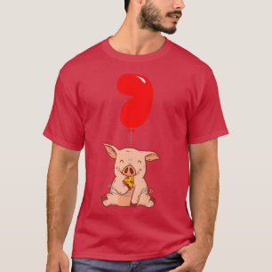 Camiseta Pizza Pig - Séptimo Cumpleaños - Niños Fiestas Glo