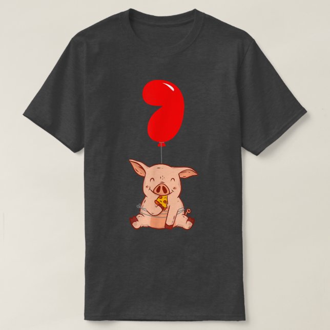 Camiseta Pizza Pig - Sétimo cumpleaños - Niños Fiesta de gl (Diseño del anverso)