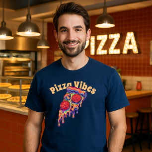 Camiseta Pizza psicodélica retro