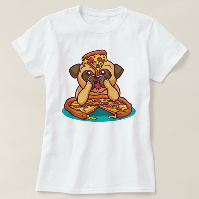 Camiseta Pizza Pug (Diseño del anverso)