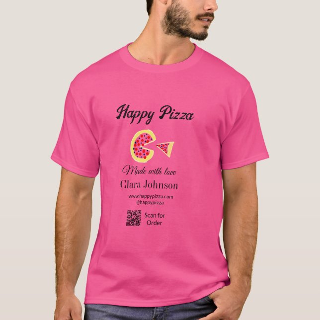 Camiseta Pizza restaurant cafe pizzeria scan QR code order  (Anverso)