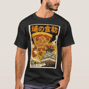 Camiseta Pizza Retro Kaiju Monstruo Castillo de Osaka Japon