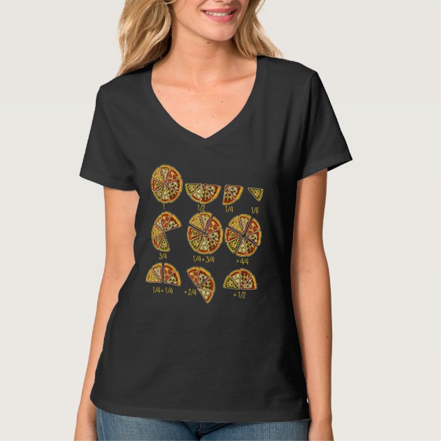 Camiseta Pizza Salami Cheese Quick Math Fractions Funny Mat (Anverso)