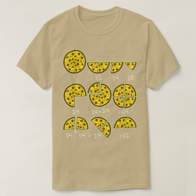 Camiseta Pizza Salami Queso Fracciones Matemáticas Rápidas  (Diseño del anverso)