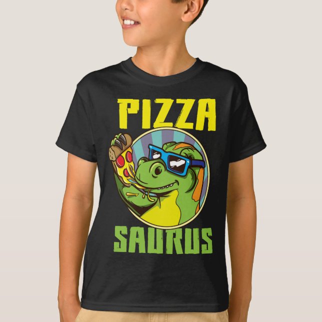 Camiseta Pizza Saurus T-Rex Dinosaurio comiendo pizza Pizza (Anverso)