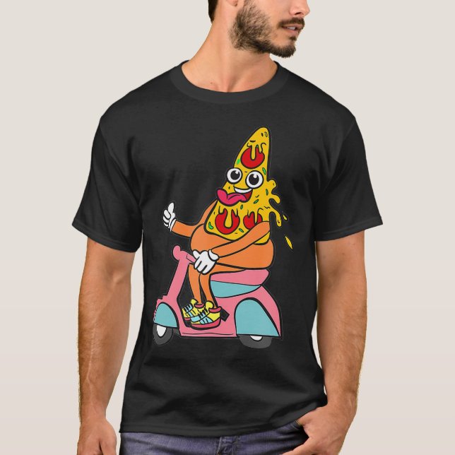 Camiseta Pizza Scooter Pizzalover Pizzeria Entrega Rápido d (Anverso)