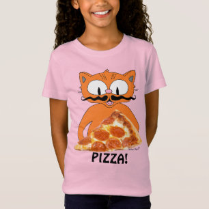 Camiseta ¡PIZZA! Señor Gato Gato de Dibujos Animados con Re