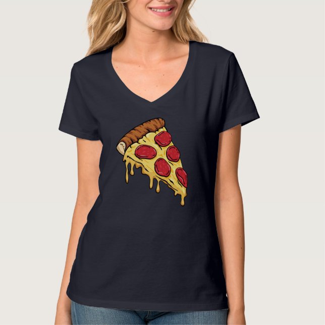 Camiseta Pizza Slice con Pepperoni y el Personalizado de qu (Anverso)