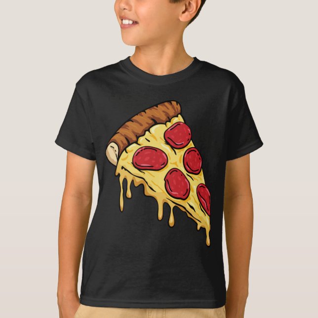 Camiseta Pizza Slice con Pepperoni y el Personalizado de qu (Anverso)