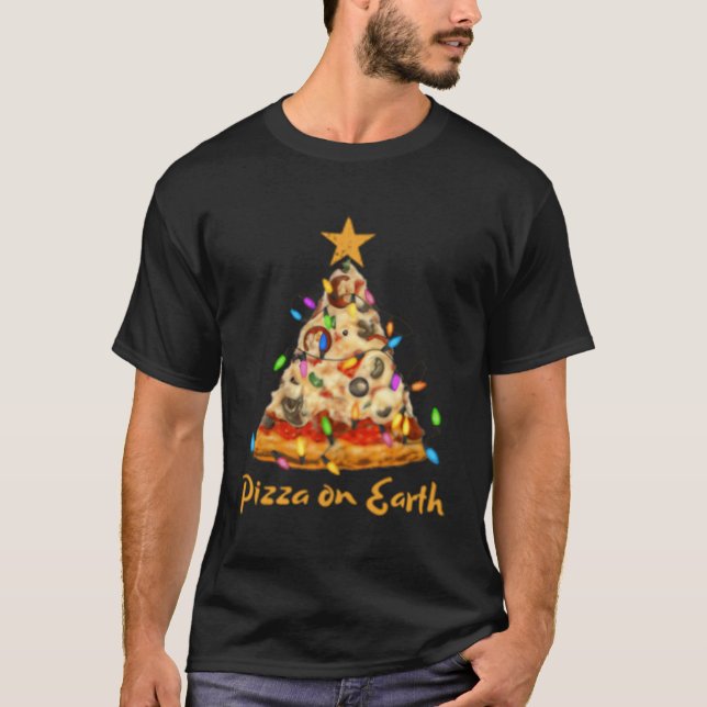 Camiseta Pizza Sobre Un Árbol De Eh Slice Con Luces (Anverso)