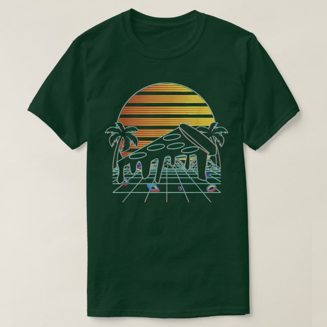 Camiseta Pizza Sunset Aesthetic 80 Vaporwave Fast Food Lov (Diseño del anverso)