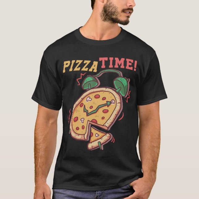 Camiseta Pizza Time Funny Pizza Alarm Clock Pizza Italiana  (Anverso)