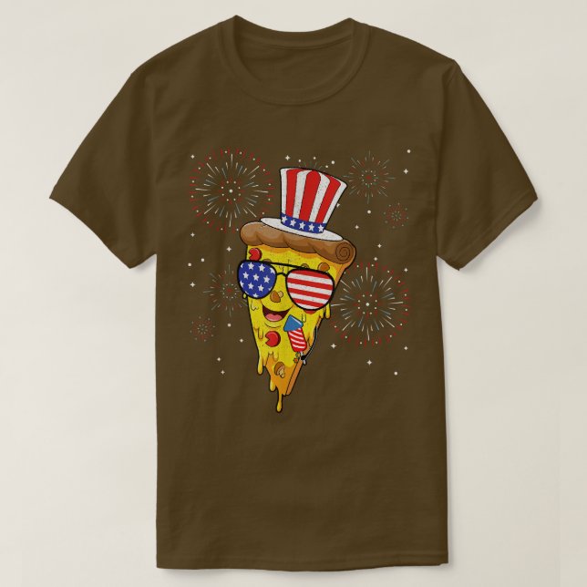 Camiseta Pizza Us Bandera Gorra Firecracker 4 De Julio (Diseño del anverso)