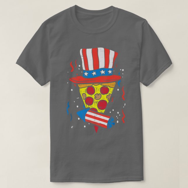Camiseta Pizza Us Bandera Gorra Firecracker 4 De Julio (Diseño del anverso)