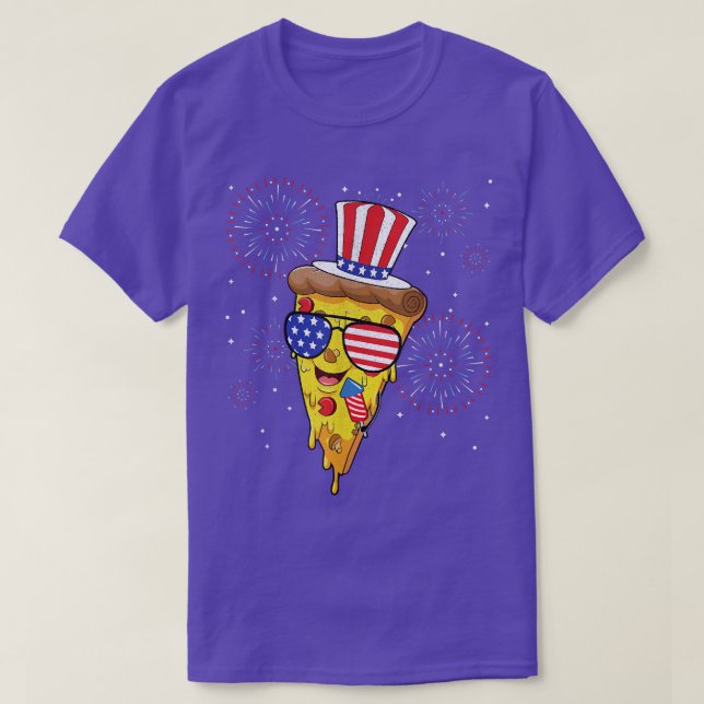 Camiseta Pizza Us Bandera Gorra Firecracker 4 De Julio (Diseño del anverso)