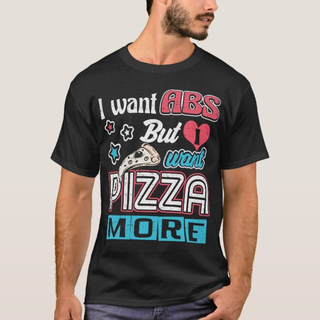 Camiseta Pizza vs Abs - Dieta de Bulto - Novedad divertida  (Anverso)