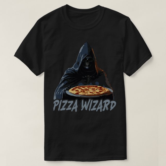 Camiseta Pizza Wizard Grim Reaper Pizza Lover (Diseño del anverso)
