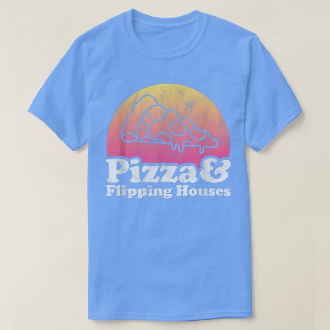 Camiseta Pizza y casas flotantes  (Diseño del anverso)