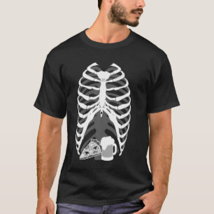 Camiseta Pizza Y Cerveza X Ray Belly Skeleton Halloween Gra