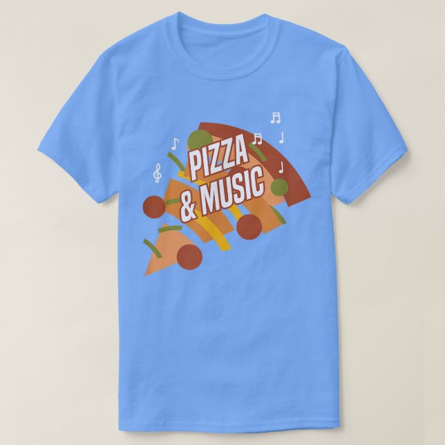 Camiseta Pizza Y Notas De Música Clef Piano Músico 14052949 (Diseño del anverso)