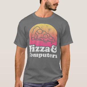 Camiseta Pizza y ordenadores o ordenador 
