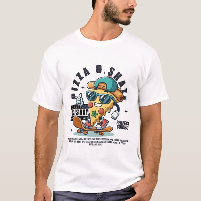 Camiseta Pizza y Patinaje (Anverso)